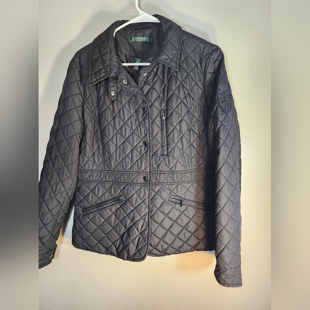 Ralph Lauren Women's Quilted Utility Jacket - Black Sz L